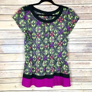 Bobeau Sheer Short Sleeve Career Blouse XL